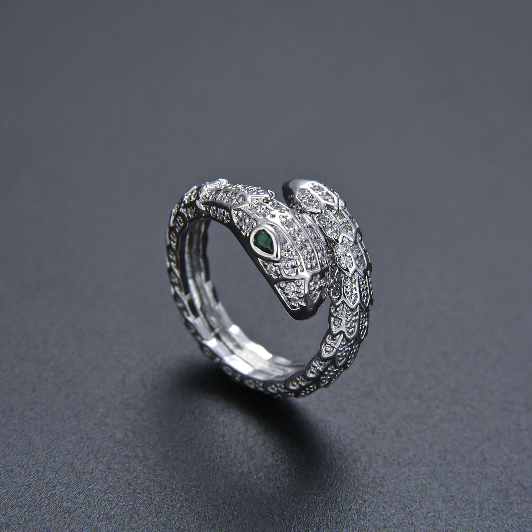 Cool Style Snake Copper Inlay Zircon Rings display picture 6