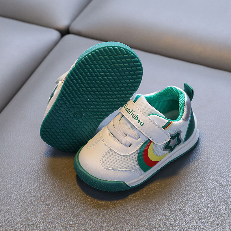 2024 otoño nuevo estilo niño zapatos blancos punta redonda malla fondo suave velcro antideslizante moda niñas zapatillas casuales