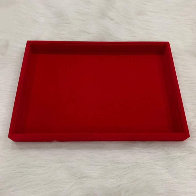 丝绒首饰盒大号绒布首饰展示托盘耳环展示盘看货盘手镯展示盘黑色