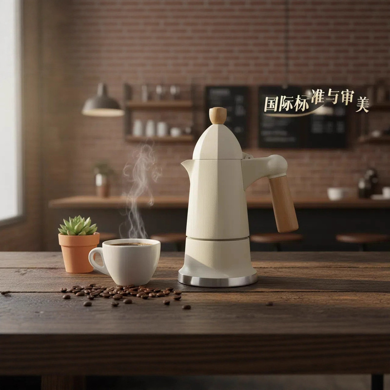 Retro Italian Moka Pot Solid Wood Handle Coffee Pot Household Simple Coffee Making Equipment Spot Single Valve Overseas Warehouse
