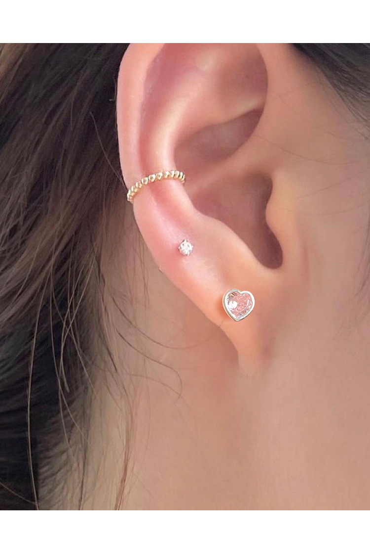 Ear Studs Classification 1 Piece Quantity 1 Piece 925 Sterling Silver Zircon Heart Shape Ear Studs