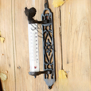 American Retro Iron Wall-Mounted Thermometer Home Wall Decoration Daily Thermometer Indoor and Outdoor Old-Fashioned Thermometer