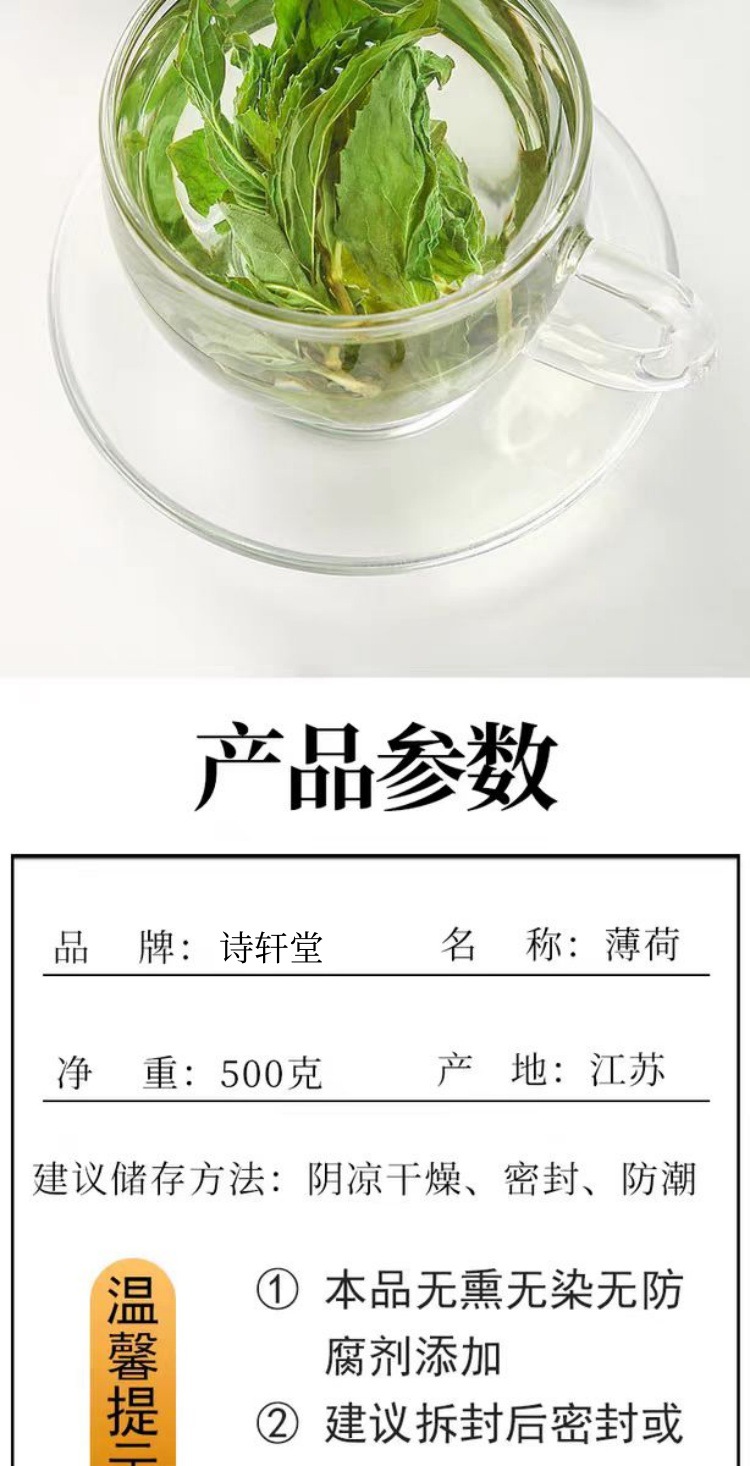 Bo He Ye (Mentha haplocalyx) — Dried Whole-Plant Mint Herb, 500g in use