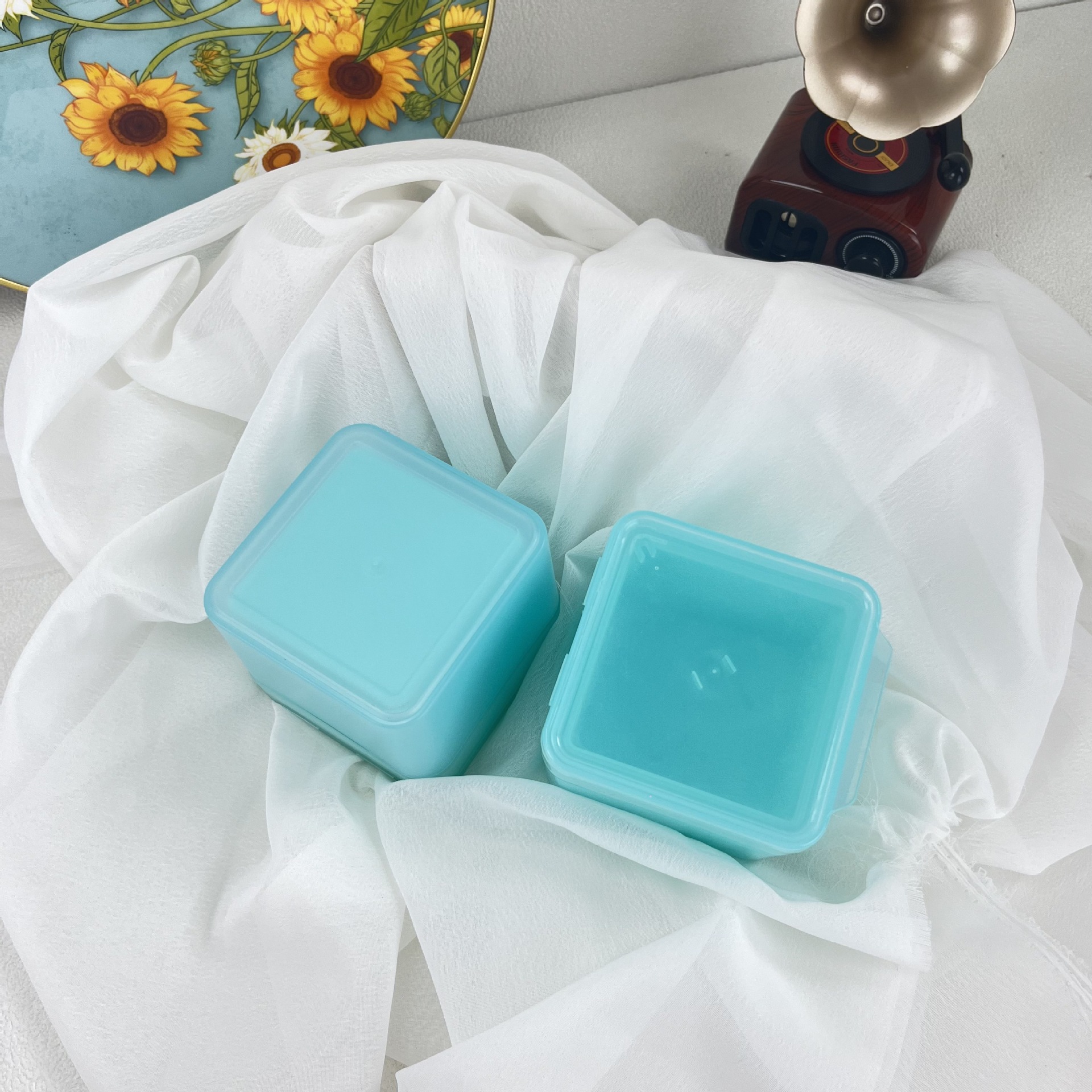 方形翻盖双层带镊子罐外层300ml 内层250ml 湿敷棉片卸妆棉片眼膜