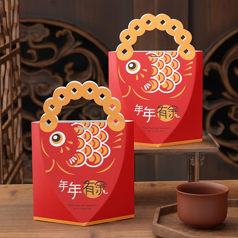 2025手提创意春节年货包装盒雪花酥牛轧糖饼干巧克力烘焙伴手礼盒