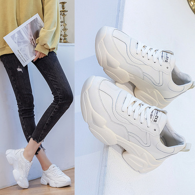 ins老爹鞋女2021春季新款网红系带休闲鞋厚底百搭学生运动小白鞋