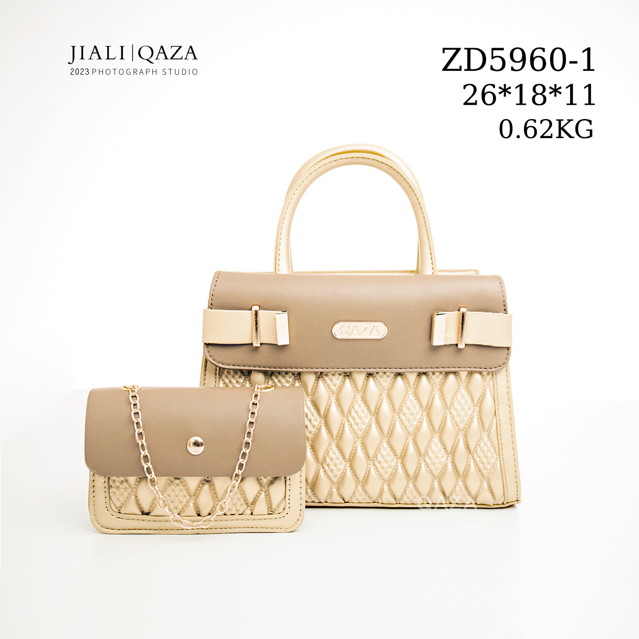 QAZA transfronterizo de gran capacidad bolso de mano para las mujeres 2023 nueva moda de cuero PU bolso de las mujeres de dos piezas conjunto