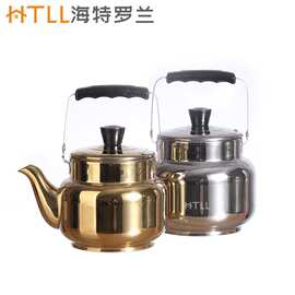 不锈钢圆形茶壶金色带滤网户外提水壶饭店烧水壶泡茶壶批发