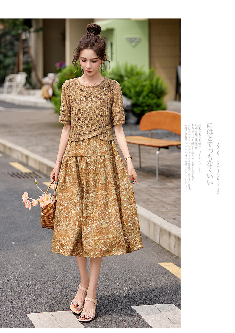 Đầm hai dây maxi nữ họa tiết hoa nhí phối ren WA9518 — Xanh lông mòng đen, màu kaki chi tiết 23