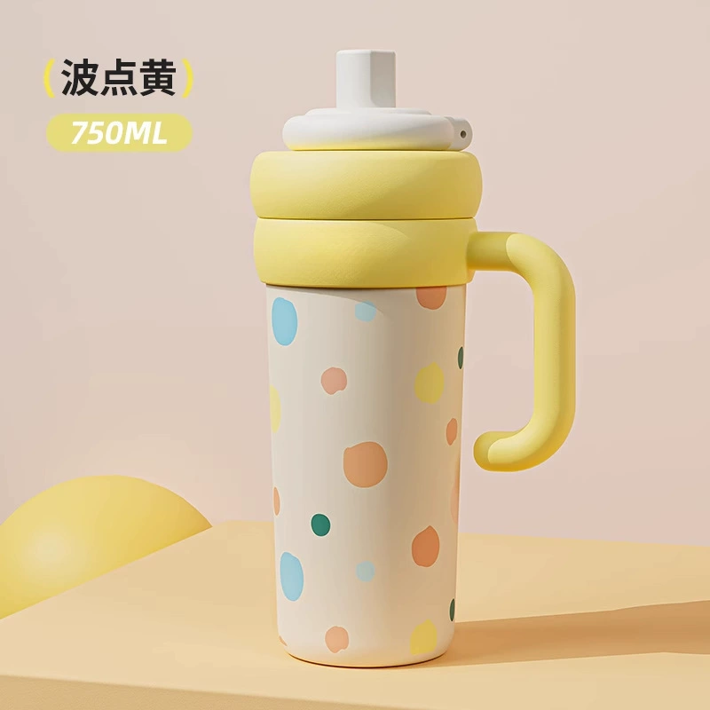 Capacious glass, tea cup, high quality ceramic straw with glass