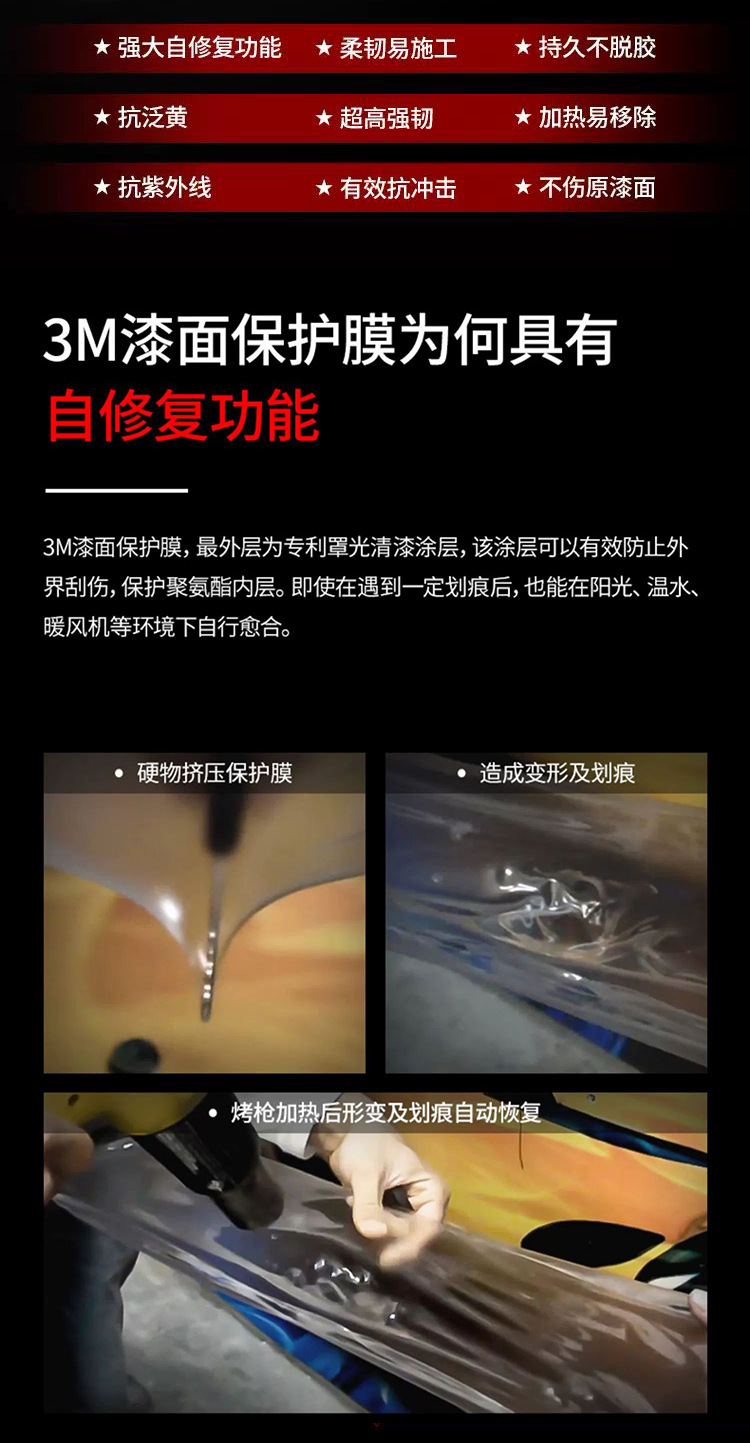 3m High-Gloss Paint Protection Film Tpu Invisible Car Wrap Anti-Scratch Hydrophobic Oleophobic Car Decal Repair Film