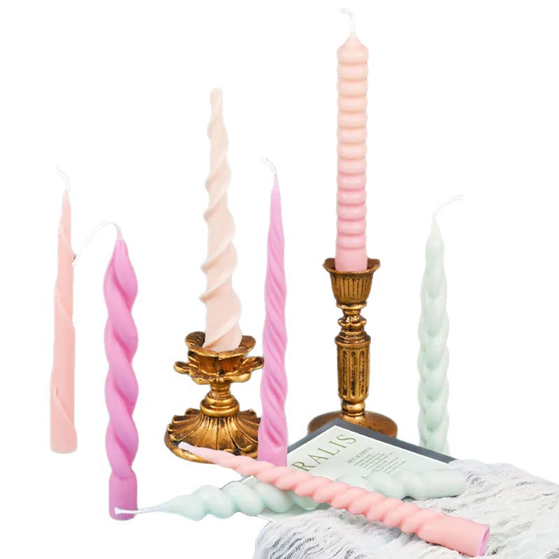 Molde de silicona de vela de tiras largas en espiral decoración de candelabro dorado retro europeo decoración de boda bricolaje