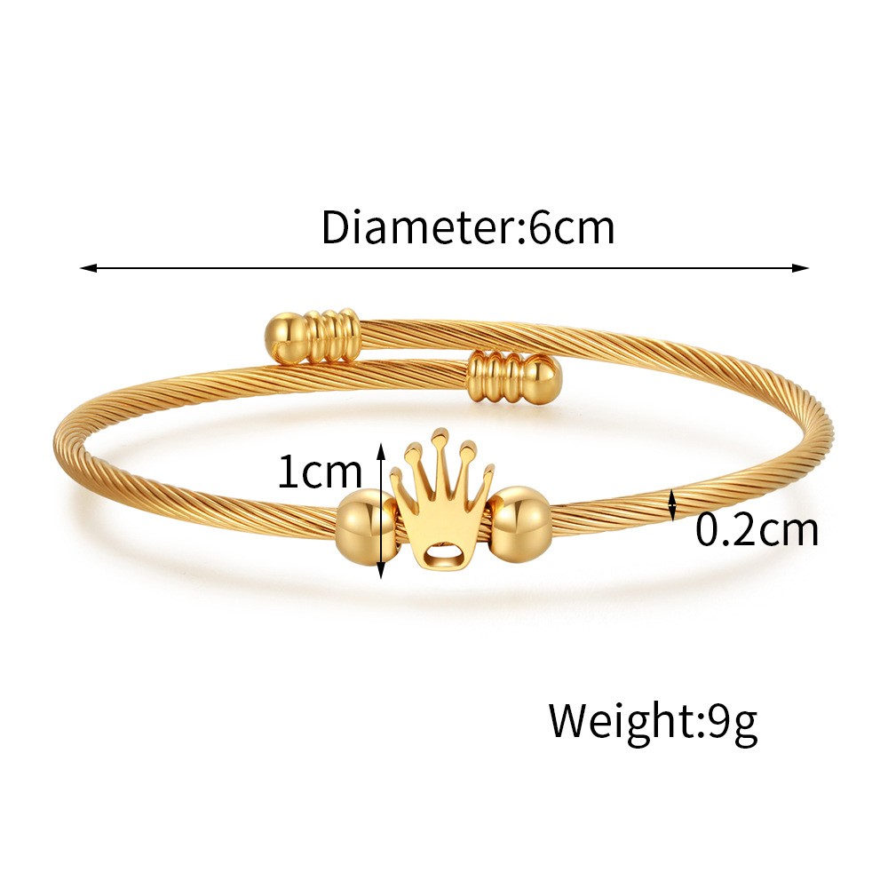 Simple Style Crown Titanium Steel Bangle