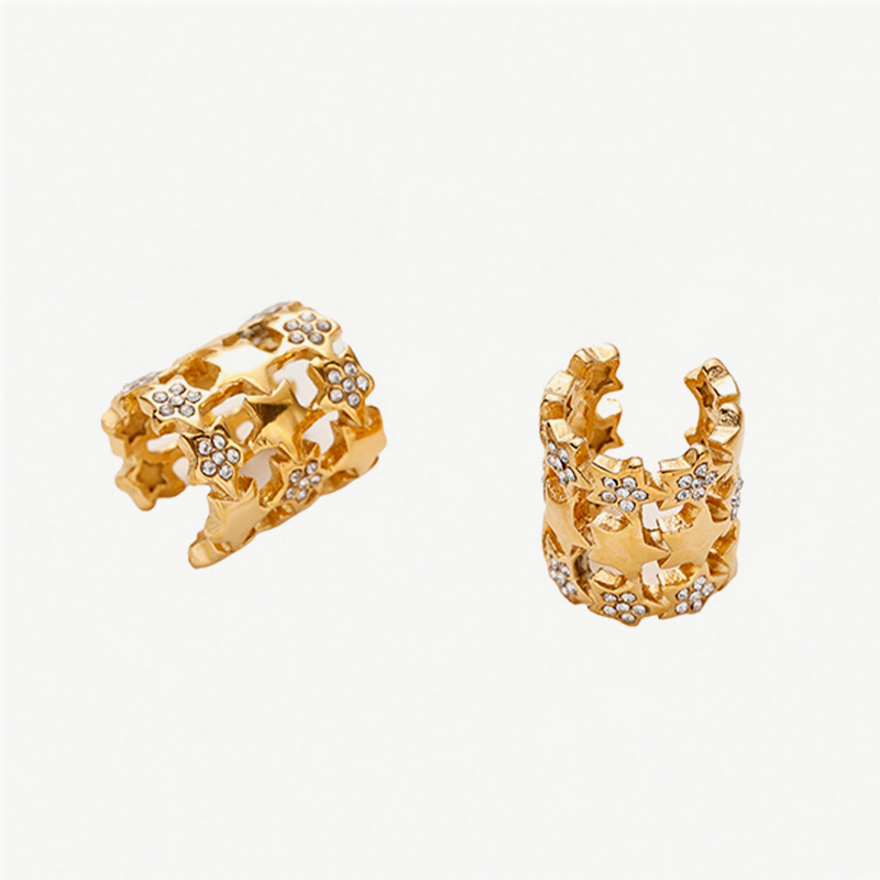 TENA Europa y los Estados Unidos aretes de diamante de acero inoxidable estrellas orejas clips de hueso de orejas de alta sensación orejas de acero de titanio joyas de orejas para mujeres