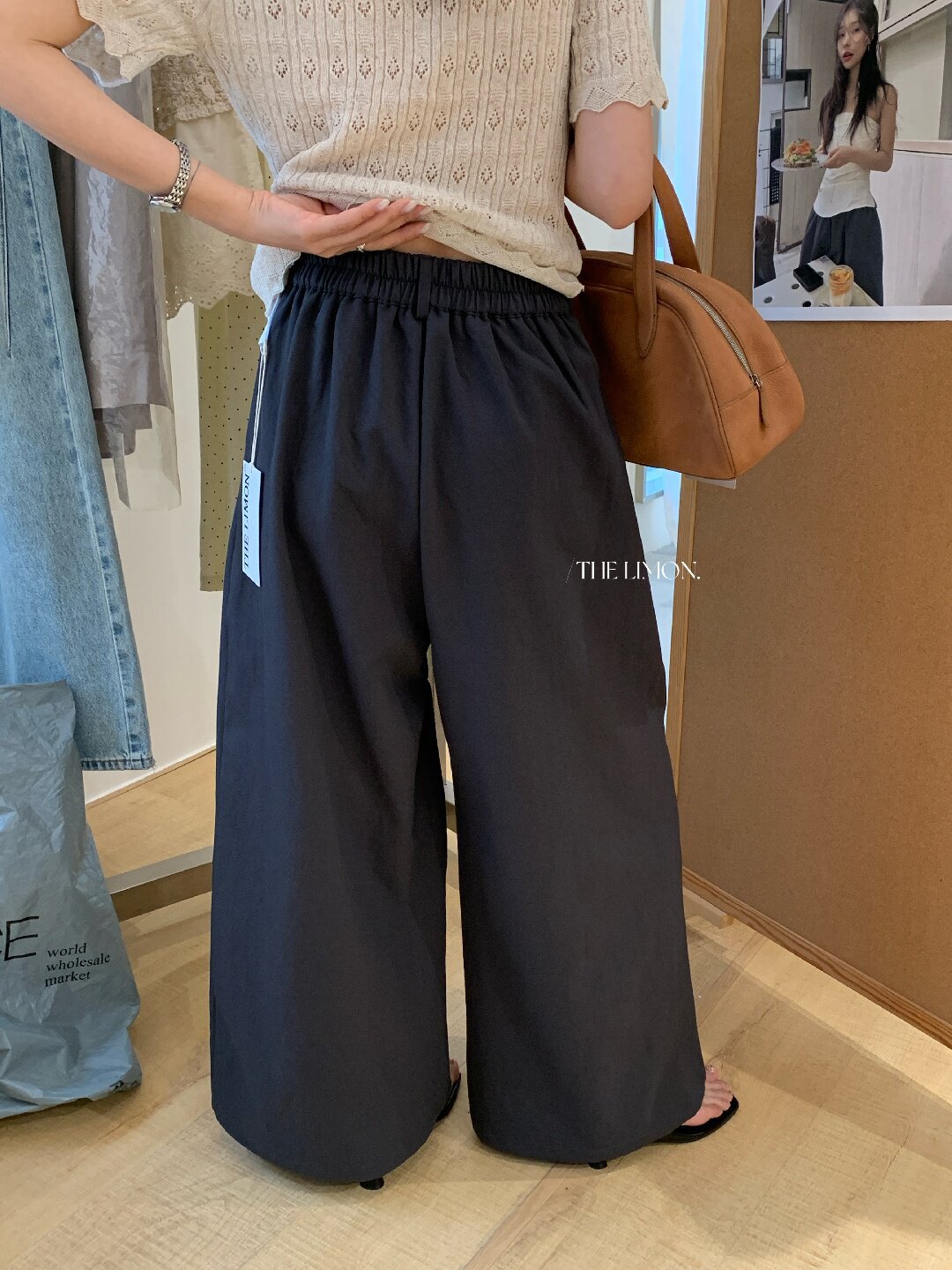 Quần culottes nữ ống rộng cạp cao dáng suông phong cách tối giản — màu đen, Xám cacbon, Xám bạc, màu trắng chi tiết 19