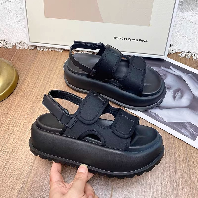 Beach Sandals Women's 2025 Summer New Fashion Easiest for Match One-Line Casual Velcro Thick-Soled Roman Sandals