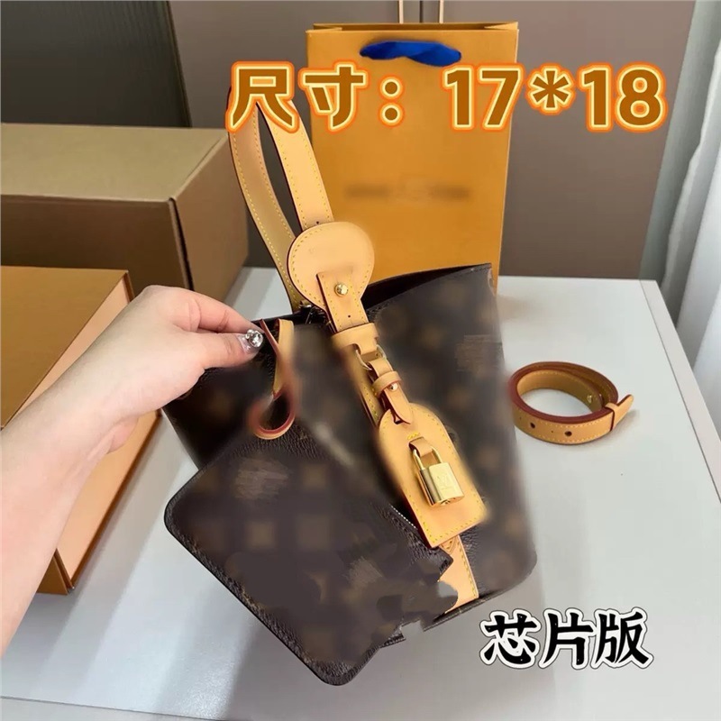 Internet Celebrity Popular Donkey's Presbyopic Bucket Bag Original Cowhide Letter Shoulder Handbag L1 Same Style Crossbody Bag for Women