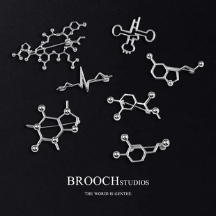 Cross-border new chemical series alloy jewelry creative cartoon geometric molecular shape pin badge clothes brooch