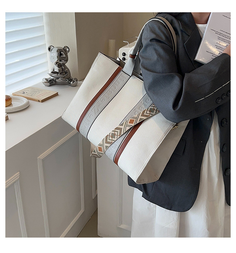 Retro Women's Tote Bag Large Capacity Colour Block Shoulder Bag_voghion.com