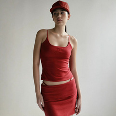 Korean Badblood American-style spicy girl vest, women's niche pure desire embroidered base layer slimming innerwear trendy top