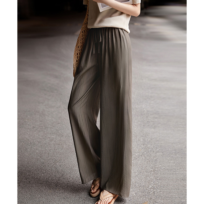 Ice Silk Pendant Wide-leg Pants Soft and Elapsed Waist Thin Mop Pants Anti-mosquito Pants Women's Summer Trousers