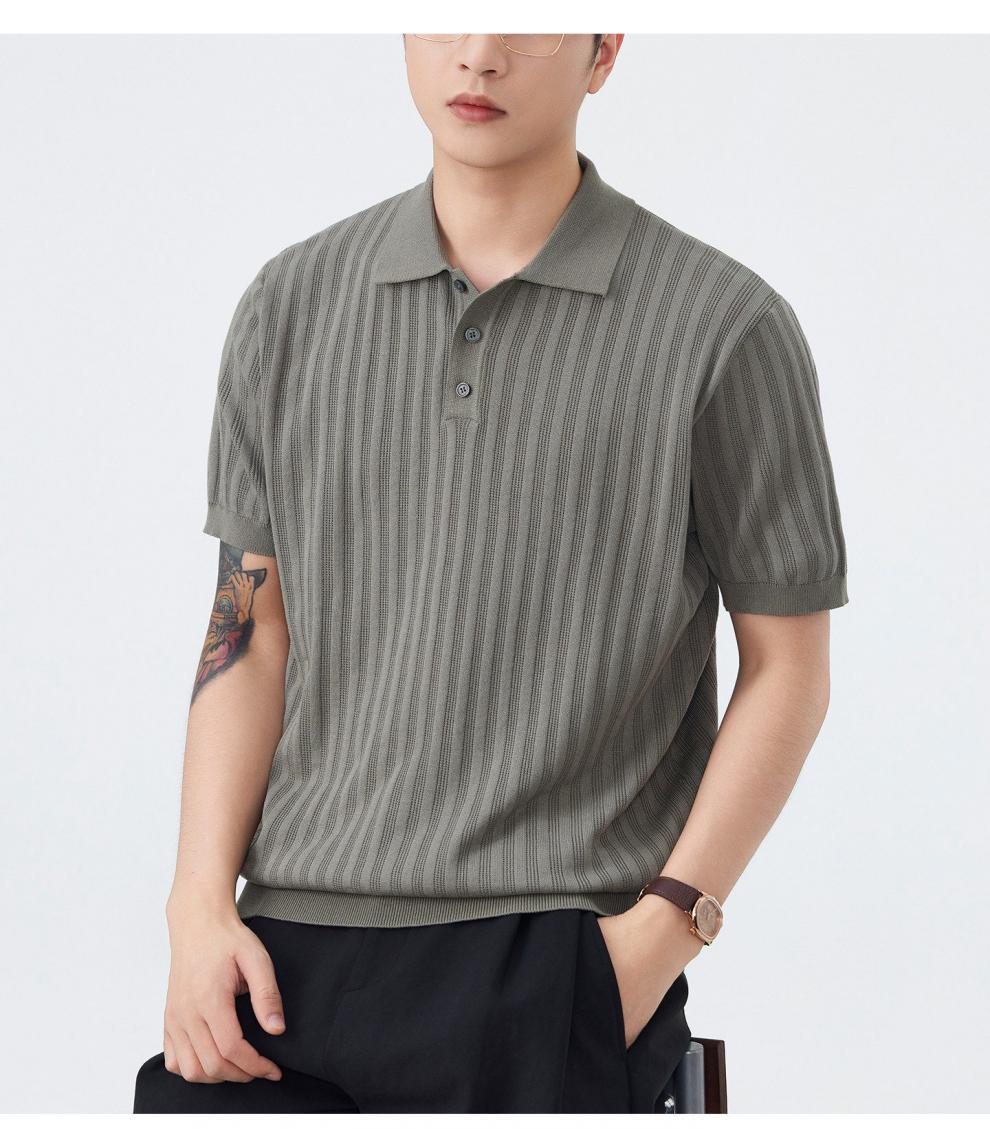 Summer New Arrival Men's Casual Polo Shirt Versatile Trendy And Luxurious Knitted Short Sleeve T-Shirt_viptrois.com