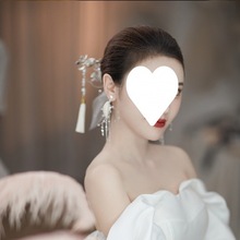 念燦新款中式新娘頭飾發圈流蘇發簪結婚漢服旗袍婚紗配飾品古風