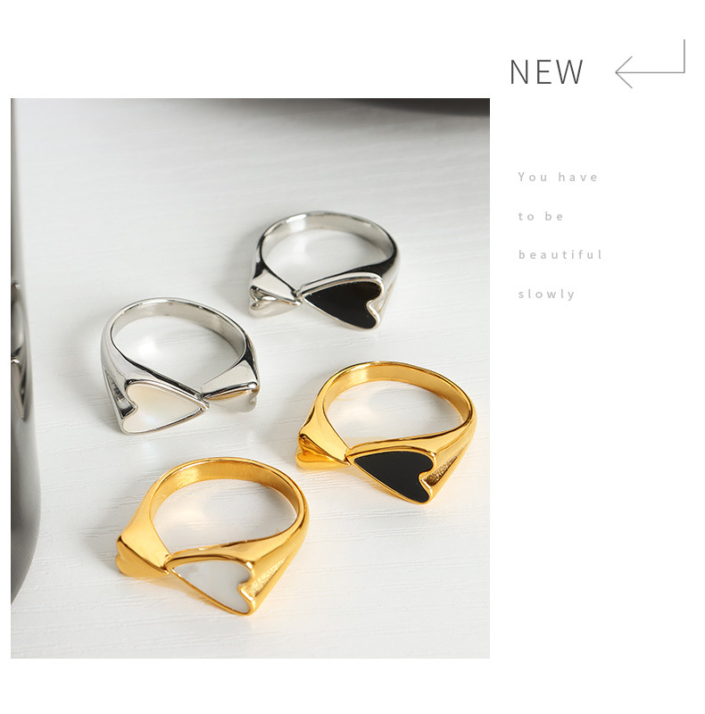 Fashionable And Versatile Simple Heart Print Ring For Women Instagram Style Simple And Fashionable Double Love Creative Ring_voghion.com