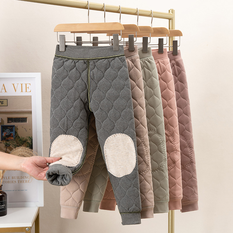children‘s warm school pants artifact inner wear girls‘ boys‘ cotton padded thickened cotton pants winter silk pants trousers