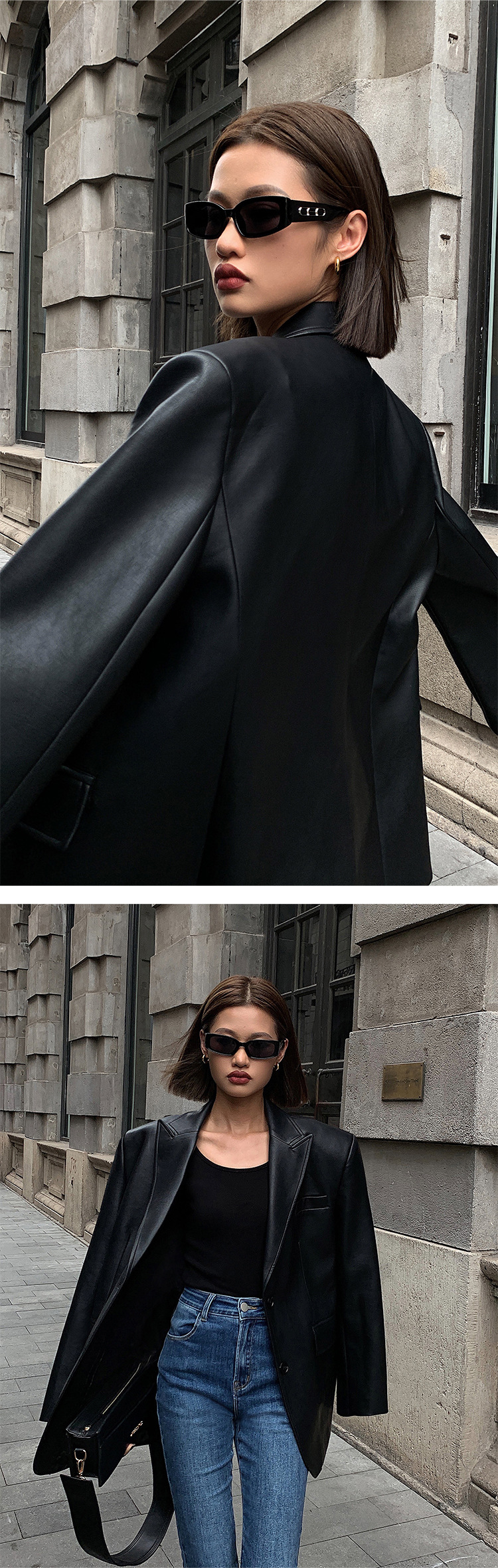 Casual Jacket Outerwear Type Women's Streetwear Solid Color Pocket Single Breasted Leather Jacket Casual Jacket