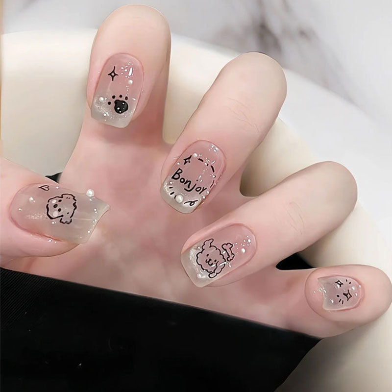 10 piezas decodificadas de terapia de luz para perros manicuras de perlas con diamante trapezoidal, sonrisa hecha a mano, ojos de gato con uñas