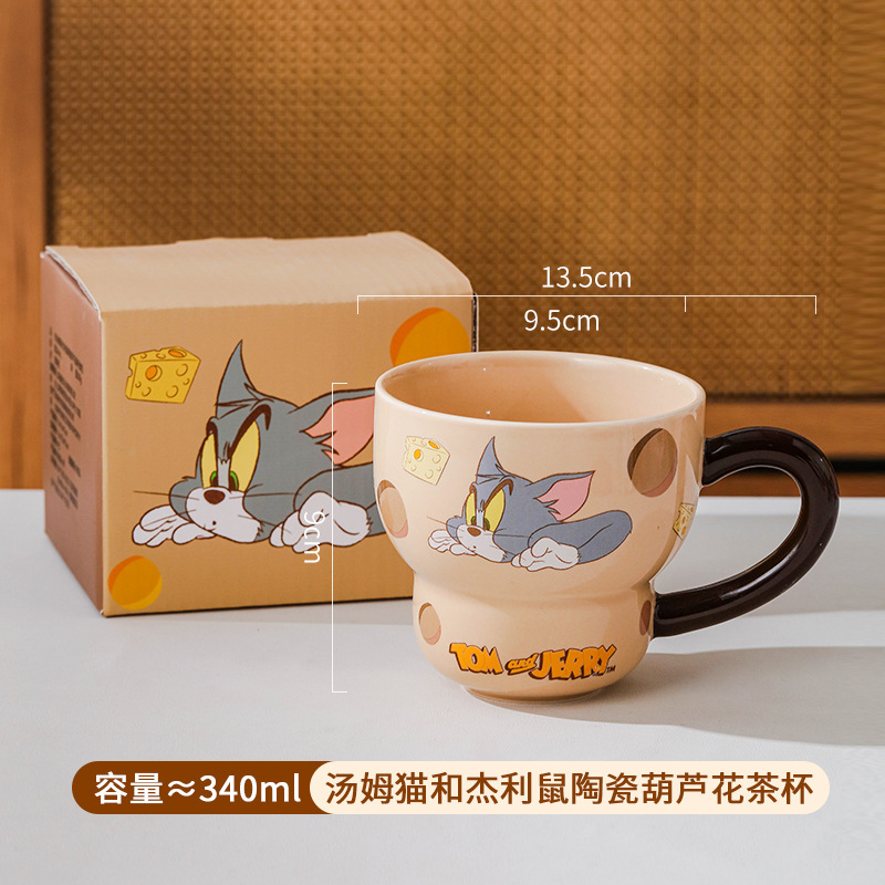 Gatos y ratones auténticos copos de marca encantadores tazas de gran capacidad tazas de cerámica domésticas con tapa de alta calidad de agua taza