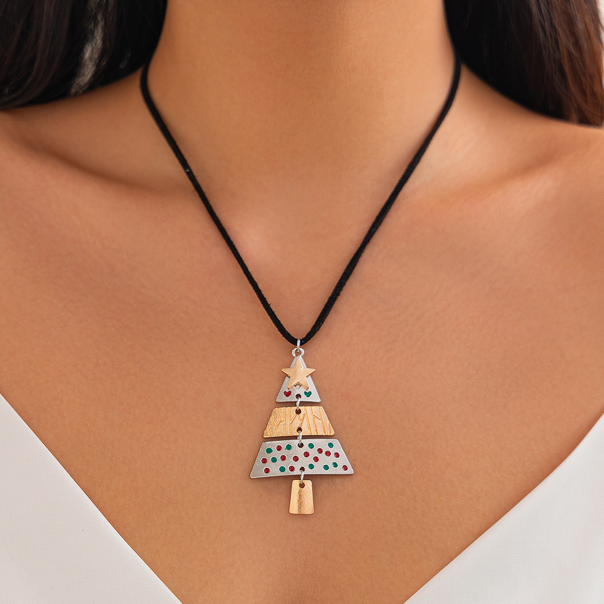 Weihnachtsbaum Anhänger Halskette Set Schmuck Geschenk Damen_voghion.com