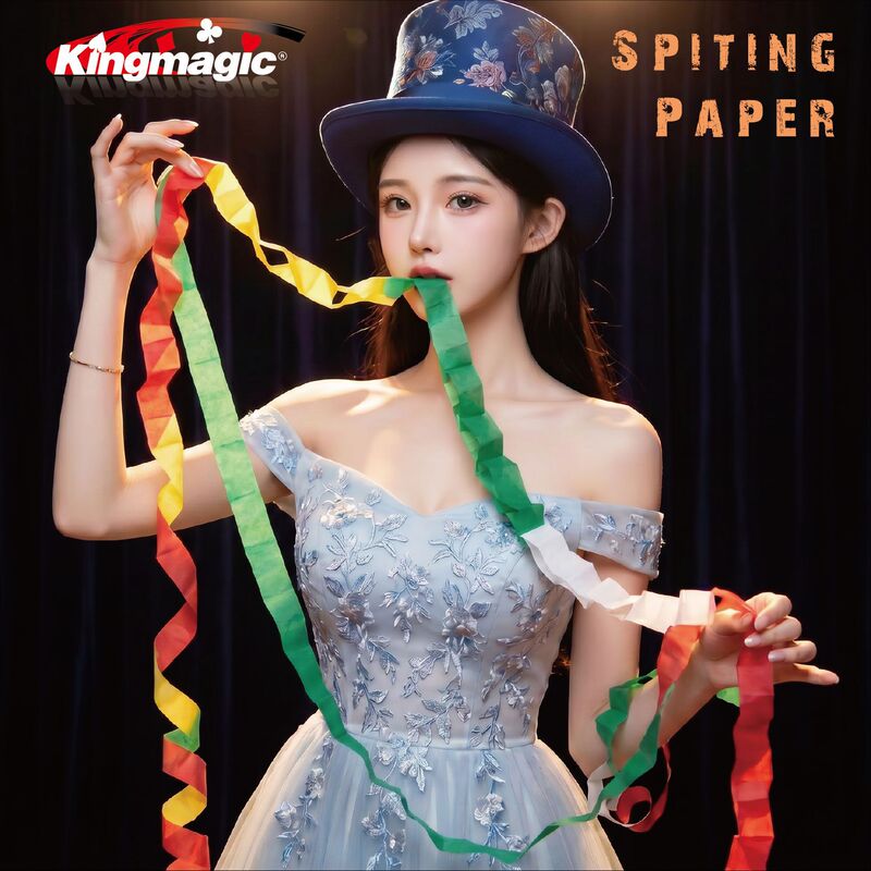 Color mouth pull paper mouth spit ribbon white mouth spit paper KingMagic stage magic props festival performance
