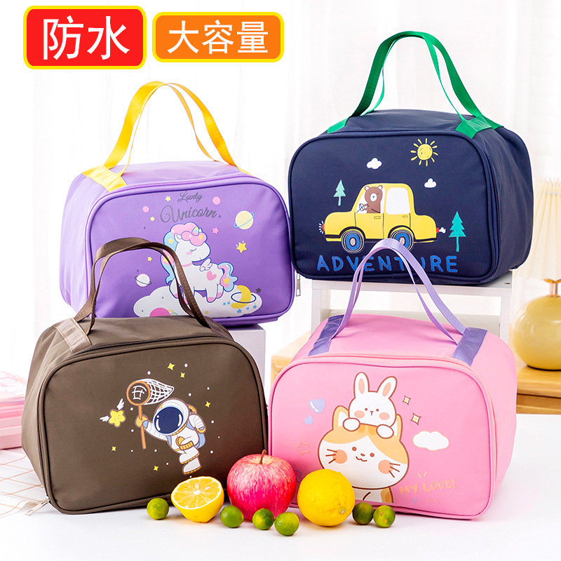 Student Insulated Lunch Box Bag Waterproof Large Capacity Double Layer Large Lunch Bag Kidsren's Dinner Plate Handbag Oil-proof Bag