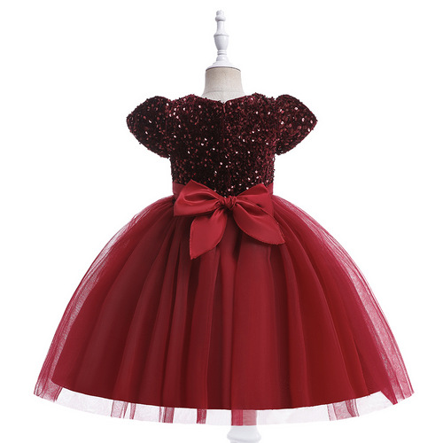 2024 European and American Foreign Trade Christmas Girls' Sparkling Fluffy Princess Dress Cross-border Children's Fashion Show Performance Dress