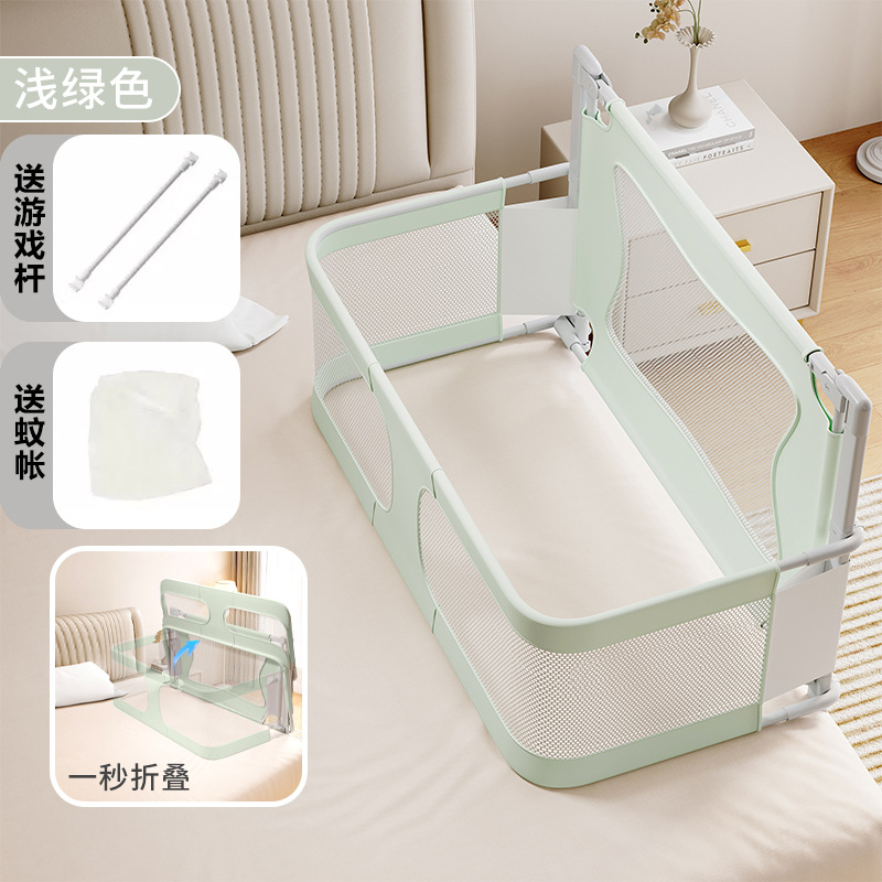 Cama de cuna a prueba de presión de apartamento pequeño, cama media, cerca de bebé recién nacido, valla protectora, cama de bebé móvil T plegable
