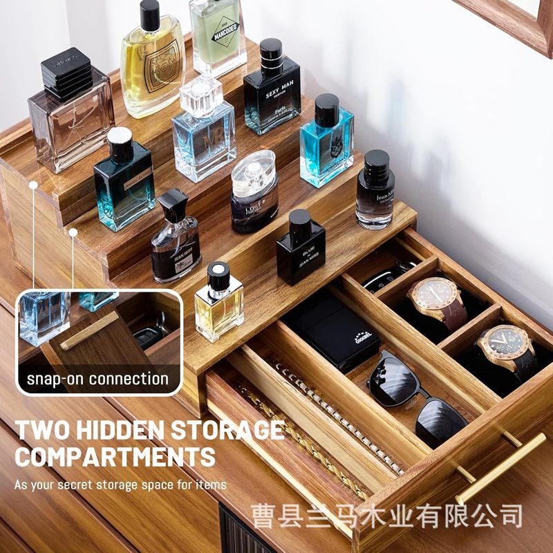 木製香水収納ボックスヴィンテージ収納ラック木製香水ディスプレイスタンド引き出し付き隠しコンパートメントオーガナイザー|undefined