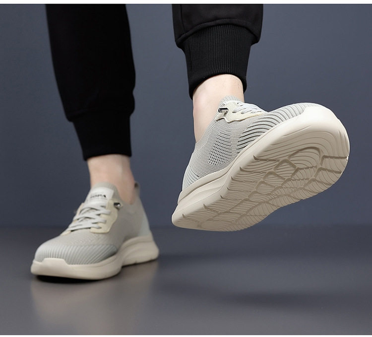 Giày thể thao nam lưới dệt thoáng khí, giày đi bộ du lịch phong cách thể thao, đế cao 1-3 cm — Màu be, màu xám, màu đen chi tiết 17