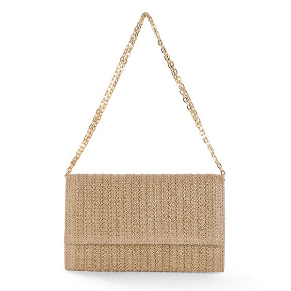 Woven small clutch bag on chain