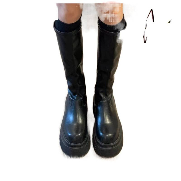 Autumn black high boots platform