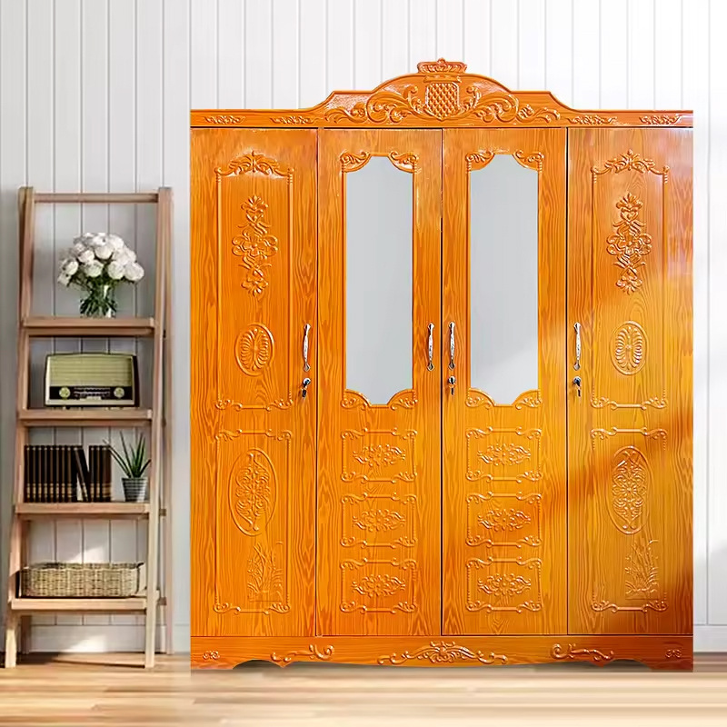 Fábrica de comercio exterior venta directa armario de acero ropa cama armario de almacenamiento dormitorio apartamento armario de almacenamiento en relieve vestuario image 4