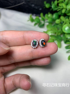 Natural Opal Earrings 925 Silver Inlaid Opal Earrings Black Opal Earrings