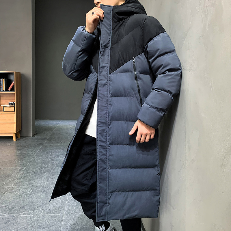 Marca de invierno antifría larga chaqueta de algodón con capuchón hombre engrosado chaqueta de algodón de estilo americano sobre la rodilla abrigo caliente de moda