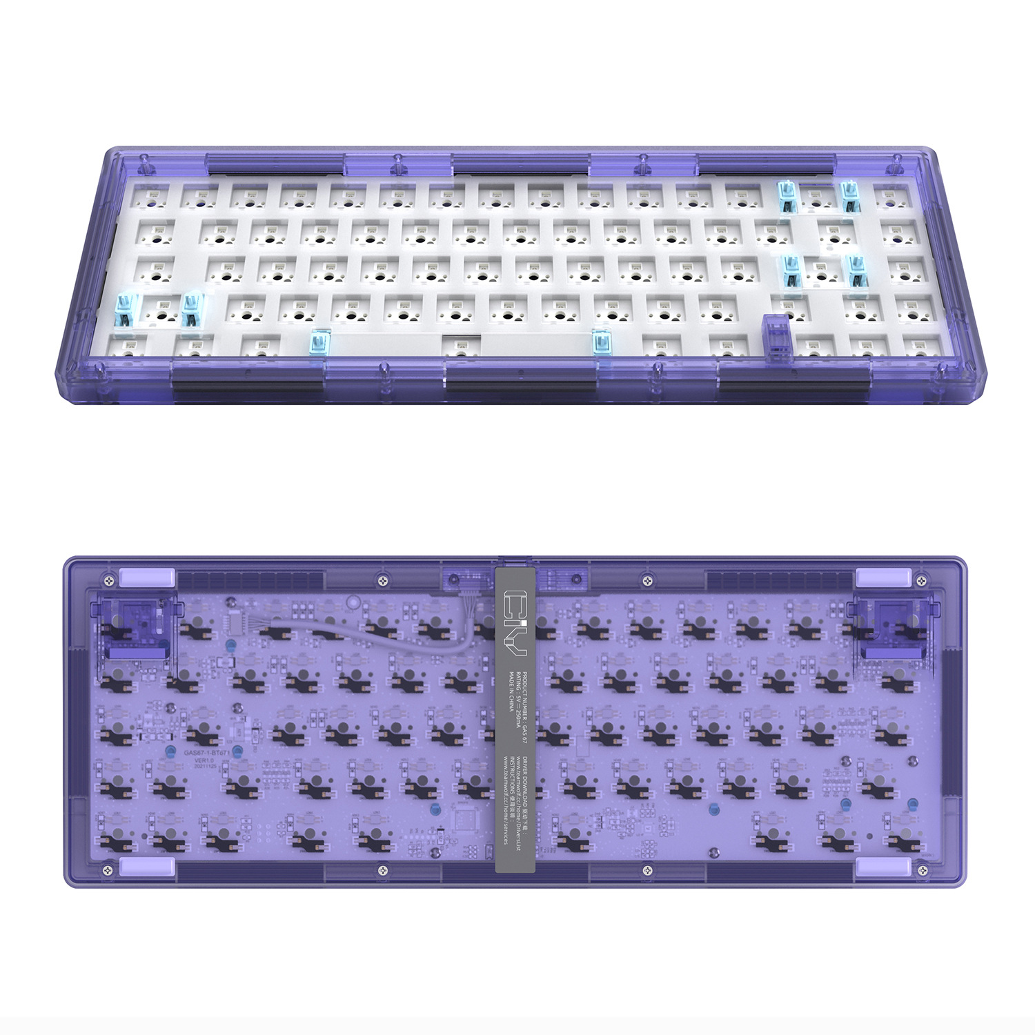 Langpai CIY GAS67 blanco lechoso shell RGB retroiluminación personalizada kit de teclado mecánico enchufe caliente asiento del eje con cable
