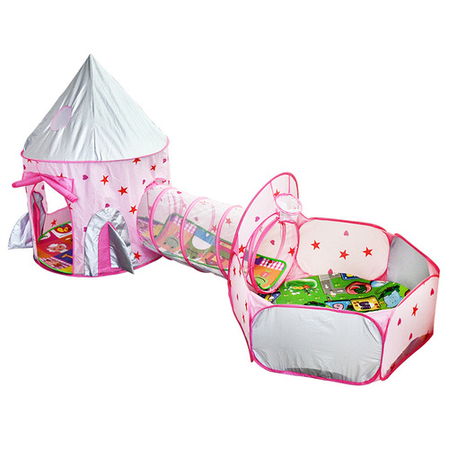 Children's tent castle tunnel crawling three-piece set for boys and girls indoor outdoor game house ocean ball pool toys