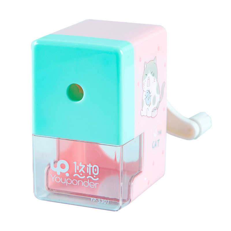 Youxiang Sacapuntas de acero de aleación cuchillo núcleo sacapuntas Sacapuntas de lápiz de manivela para niños Sacapuntas de lápiz de dibujos animados de papelería de Estudiante