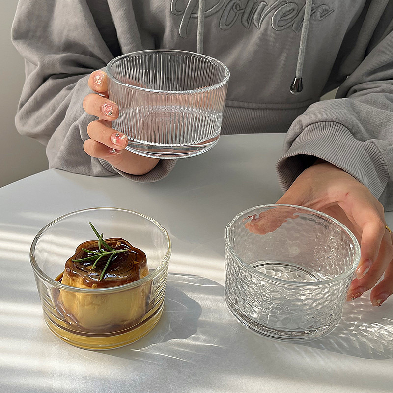北欧轻奢玻璃甜点碗燕窝碗家用沙拉碗网红玻璃碗ins风甜品碗