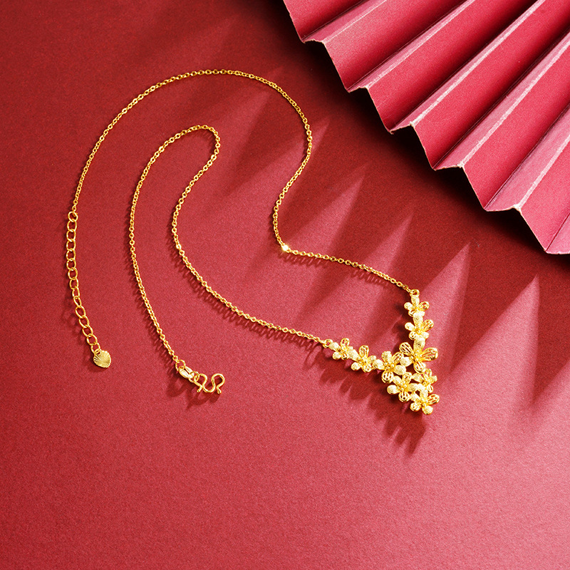 Collar de flores de oro de arena chicas moda alta sensación ligera de lujo accesorios Yiwu no se desvanecen joyas al por mayor