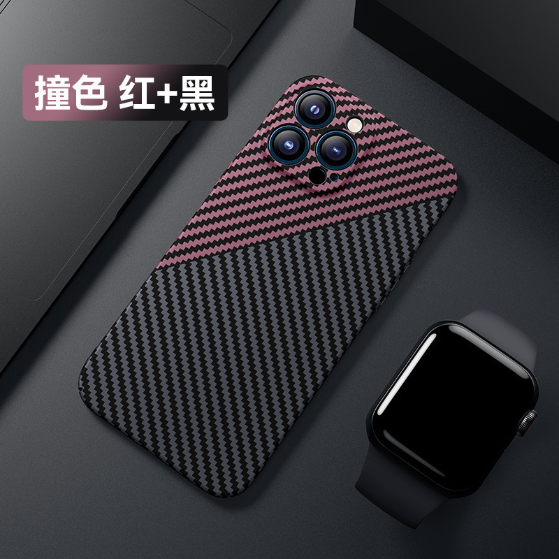 iPhone17ProMax、Apple14、カーボンファイバーパターンの新作耐衝撃ケース、15pro保護カバーに適用|undefined